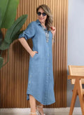 Vestido Monique – Elegância em Linho com Toque de Bordado